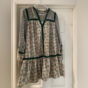 Entro Vivienne dress, NWT. Floral with velvet detail, nude lining underneath